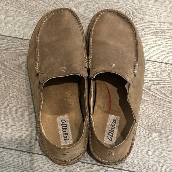 Olukai Moloa Men’s 11.5 Brown Leather Slip On Shoes Casual - Picture 5 of 7